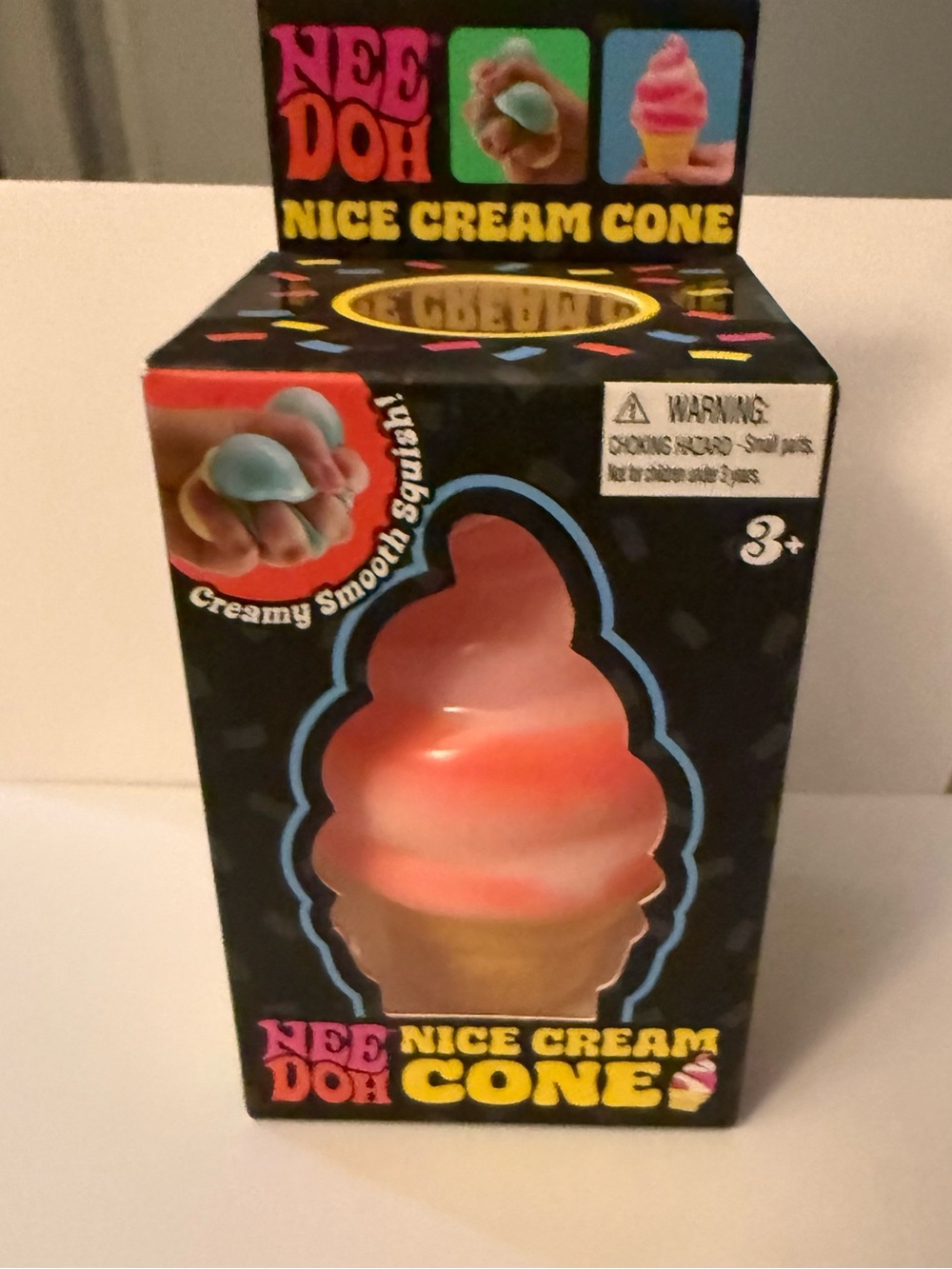 NeeDoh Nice Cream Cone Squishy Toy - Pink and Peach